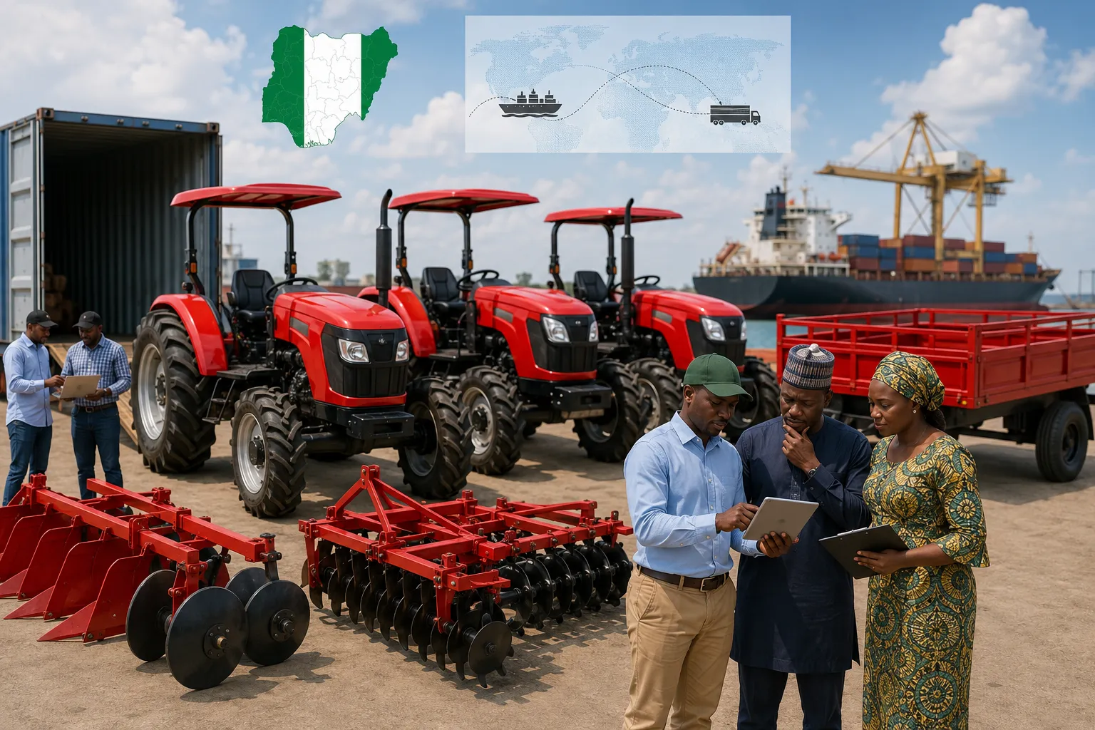 Tractors Zone Nigeria support for tractor sourcing, farm implements, export documentation and container shipment planning from Pakistan